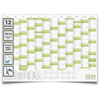 Abwischbarer Wandkalender 2025 Jahresplaner grün Format: 42,0x29,7cm – DIN A3 - GEROLLT – Wandplaner, Jahreskalender, Poster Plakat - deutsch