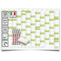 1 Calendario da parete lavabile 2025 planner verde B1 100,0 x 70,0 cm con 1x4 pennarello ARROTOLATO -agenda da parete, calendario annuale, calendario - italiano