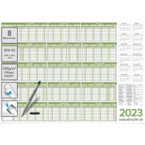 PERSONALPLANER URLAUBSPLANER 2023/24, feucht abwischbar 59,4 x 42,0 CM für 8 Mitarbeiter grün mit 1 non-permanent Marker