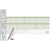 Personalplaner Urlaubsplaner 2023/24, feucht abwischbar 118,8 x 42,0cm GEROLLT für bis zu 16 Mitarbeiter grün mit 1 non-permanent Marker