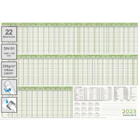 Personalplaner Urlaubsplaner Kalender 2023/24, feucht abwischbar Format DIN B1 70,0 x 100,0 cm für 22 Mitarbeiter grün - deutsch