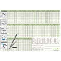 Personalplaner Urlaubsplaner Kalender 2023/24, feucht abwischbar Format DIN B1 70,0 x 100,0 cm für 22 Mitarbeiter grün mit 1 non-permanent Marker- deutsch