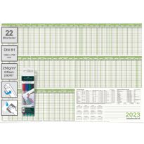 Personalplaner Urlaubsplaner Kalender 2023/24, feucht abwischbar Format DIN B1 70,0 x 100,0 cm für 22 Mitarbeiter grün mit 4 non-permanent Markern- deutsch
