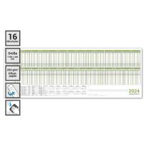 Personalplaner Urlaubsplaner 2024/25 feucht abwischbar 118,8 x 42,0 cm für bis zu 16 Mitarbeiter grün GEROLLT