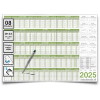 Personalplaner Urlaubsplaner 2025/26 Planer ist feucht abwischbar DIN A2 59,4 x 42,0 CM für bis zu 8 Mitarbeiter mit 1 non-permanent Marker GEROLLT