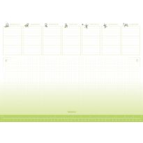 Eine Schreibtischunterlage im grün-weißen Design, Tischunterlage aus Papier zum Abreißen DIN A3 der lustige Wochenplaner aus dem Kalenderoutlet