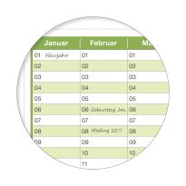 Dauerkalender, Geburtstagskalender, immerwährender Kalender, DIN A2 , 250 gr. Premium Qualitätspapier, feucht abwischbar, praktisch und schön