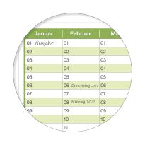 Dauerkalender, Geburtstagskalender, immerwährender Kalender, DIN A2 59,4 x 42,0 cm, 250 gr. Premium Qualitätspapier, feucht abwischbar, mit 4 non-permanent Markern
