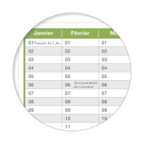 Calendrier permanent, calendrier familial, calendrier d'anniversaire, calendrier perpétuel, DIN A3  42,0 x 29,7 cm, 250 gr. papier de qualité premium, effaçable au chiffon humide, pratique et beau