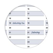 Dauerkalender / Geburtstagskalender Format DIN A2 59,4 x 42,0 cm mit Marker dauerhaft wiederverwendbar, Jahresplaner abwischbar - Englisch