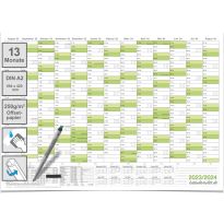 Abwischbarer Schülerkalender 2023/2024 grün inkl.1 Marker DIN A2 59,4x42,0cm 250g Papier gerollt Schuljahreskalender Kalender für Schüler und Lehrer Schulkalender Wandkalender. Deutsche Sprache