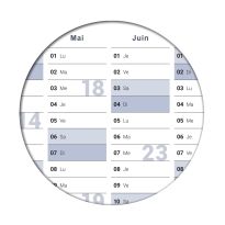 2 Calendrier mural/organiseur annuel 2024 Format : DIN B0 140.0 x 100.0 cm, bleu/gris, effaçable à l'eau avec 2 x 4 marqueurs non-permanents avec éponge - français