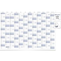 Gigatime 1 calendrier mural français, calendrier annuel, calendrier, grand poster Calendrier mural 2023 - format DIN A2 - 59,4 x 42 cm - bleu-gris-première qualité