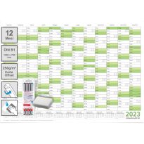 1 Calendario da parete lavabile 2023 planner verde B1 100,0 x 70,0 cm con 1x4 pennarello ARROTOLATO -agenda da parete, calendario annuale, calendario - italiano