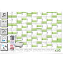 3 Calendari da parete lavabili 2023 Planner verde B1 100,0 x 70,0 cm ciascuno con 3x4 pennarelli ARROTOLATO - calendario da parete, calendario annuale, calendario - italiano