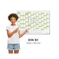 Abwischbarer Dauerkalender Geburtstagskalender immerwährender ewiger Kalender Jahresplaner (100x70cm - DIN B1) inkl. 1 Marker - GEROLLT –viersprachig