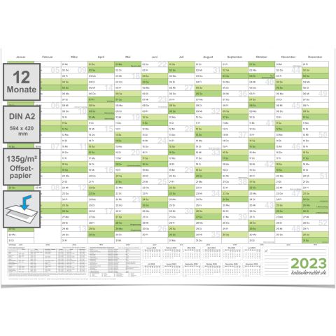 Wandkalender 2023 Jahresplaner Format: 59,4 x 42,0cm – DIN A2 - GEFALTET – Wandplaner, Jahreskalender, Kalender, Poster Plakat - deutsch