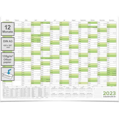Wandkalender 2023 Jahresplaner Format: 42,0 x 29,7cm – DIN A3 - GEFALTET – Wandplaner, Jahreskalender, Kalender, Poster Plakat - deutsch