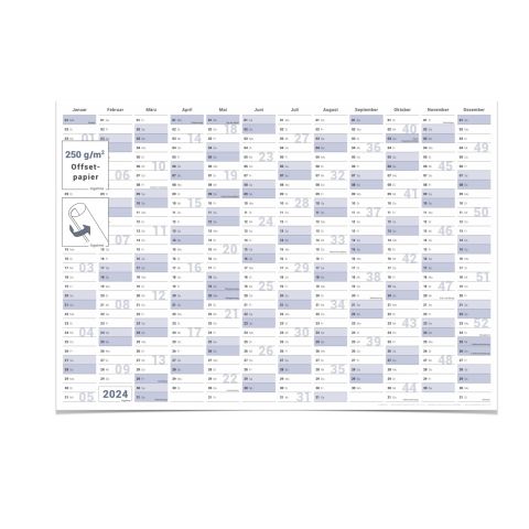Gigatime Wandkalender Jahresplaner 2024 Format: DIN B1 100,0 x 70,0 cm blaugrau premium Qualität - deutsch