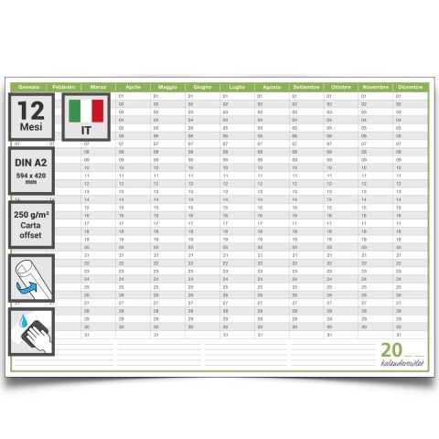 calendario permanente A2 59,4 x 42,0 cm lavabile, arrotolato - italiano