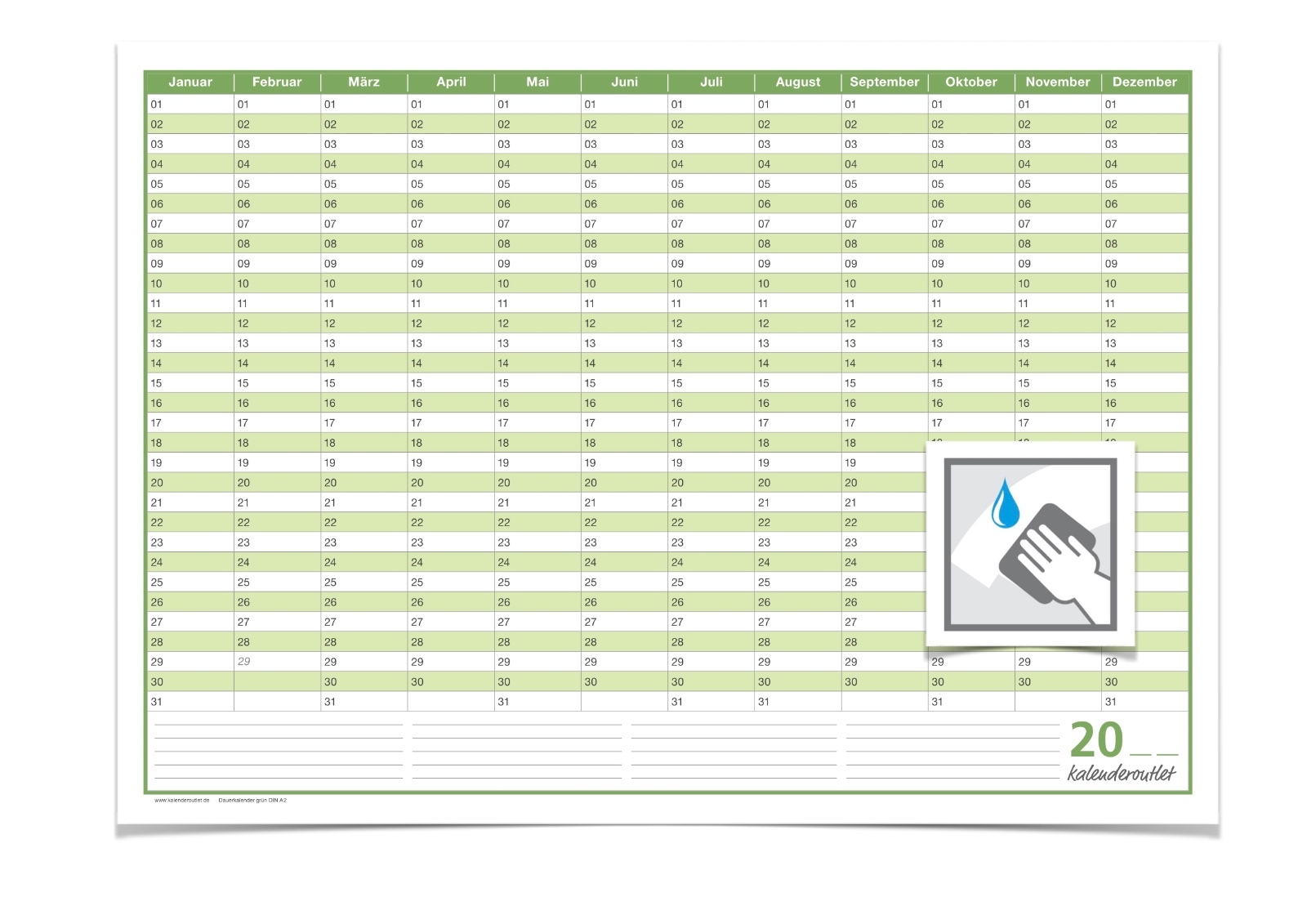 Dauerkalender, Familienkalender, Geburtstagskalender, DIN A3,42,0 x 29,7 cm 250 gr. Premium Qualitätspapier, feucht abwischbar, mit 1 Marker