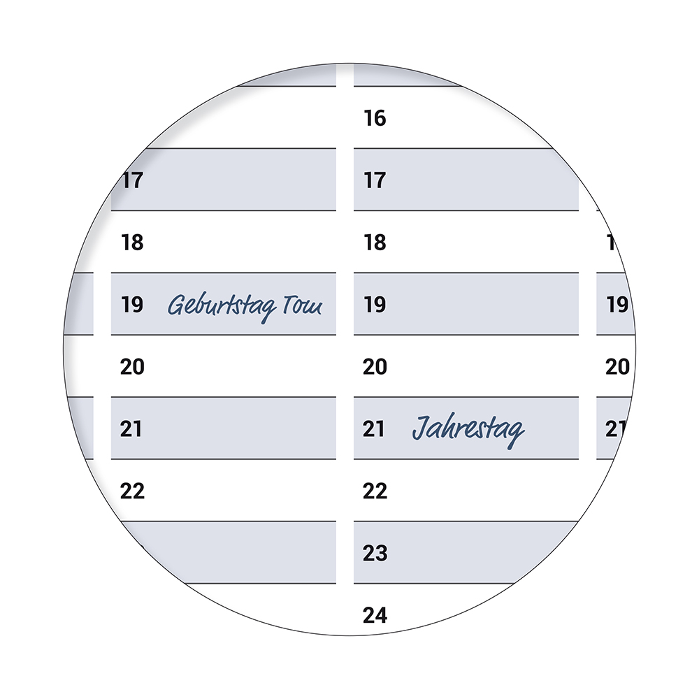 Dauerkalender / Geburtstagskalender Format DIN A2 59,4 x 42,0 cm mit Marker dauerhaft wiederverwendbar, Jahresplaner abwischbar - Englisch